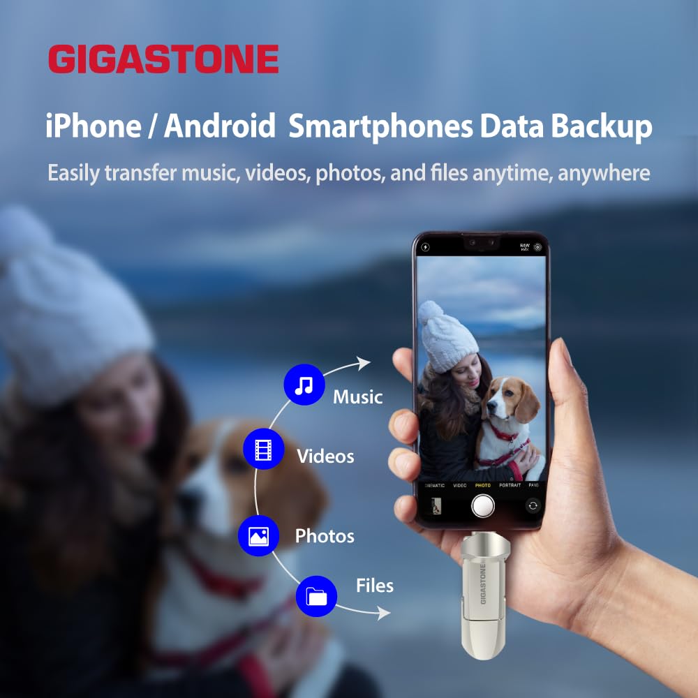 Gigastone Duo Pro Flip USB-A+C 256GB (1-Pack) Dual External Portable SSD 500MB/s Supports Apple 4K 60fps ProRes HDR Video Recording USB3.2 Gen 2