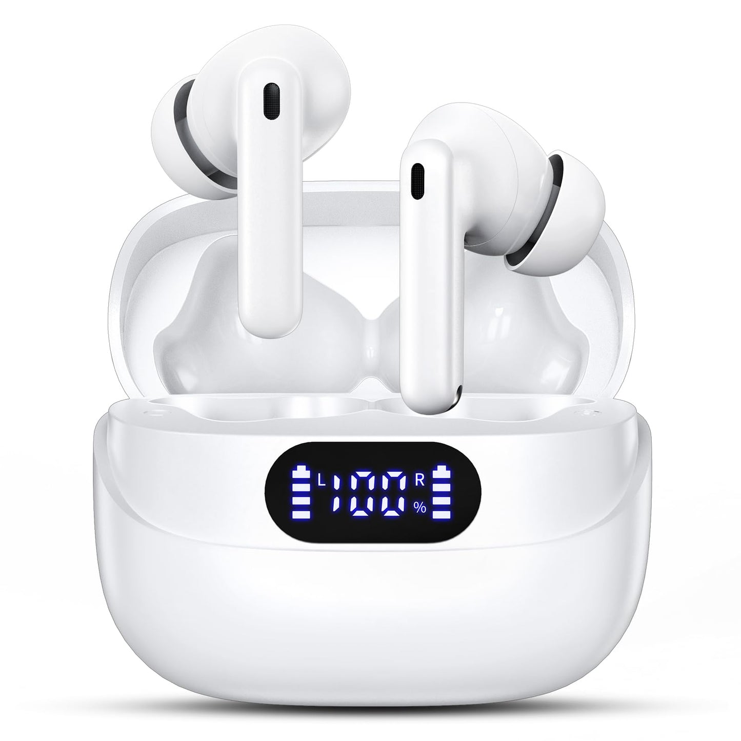 TUMJUN Wireless Earbuds, 42H Playtime Bluetooth 5.3 Headphones, HiFi Stereo Call Noise Cancelling Earbuds, IPX7 Waterproof Stereo in-Ear Earphones