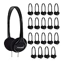 Koss KPH7 Lightweight Portable On-Ear Headphones Bundle (Black, 20-Pack)