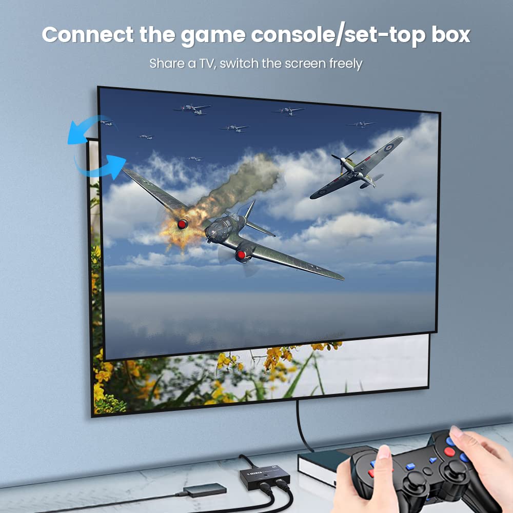 Wedorat PS5 Switch Converter Adapter 2.1 Ultra HD 8K High Speed 48Gbps Directional HDMI Switcher Only 2 in 1out 8K@60Hz 4K@120Hz Converter Compatible