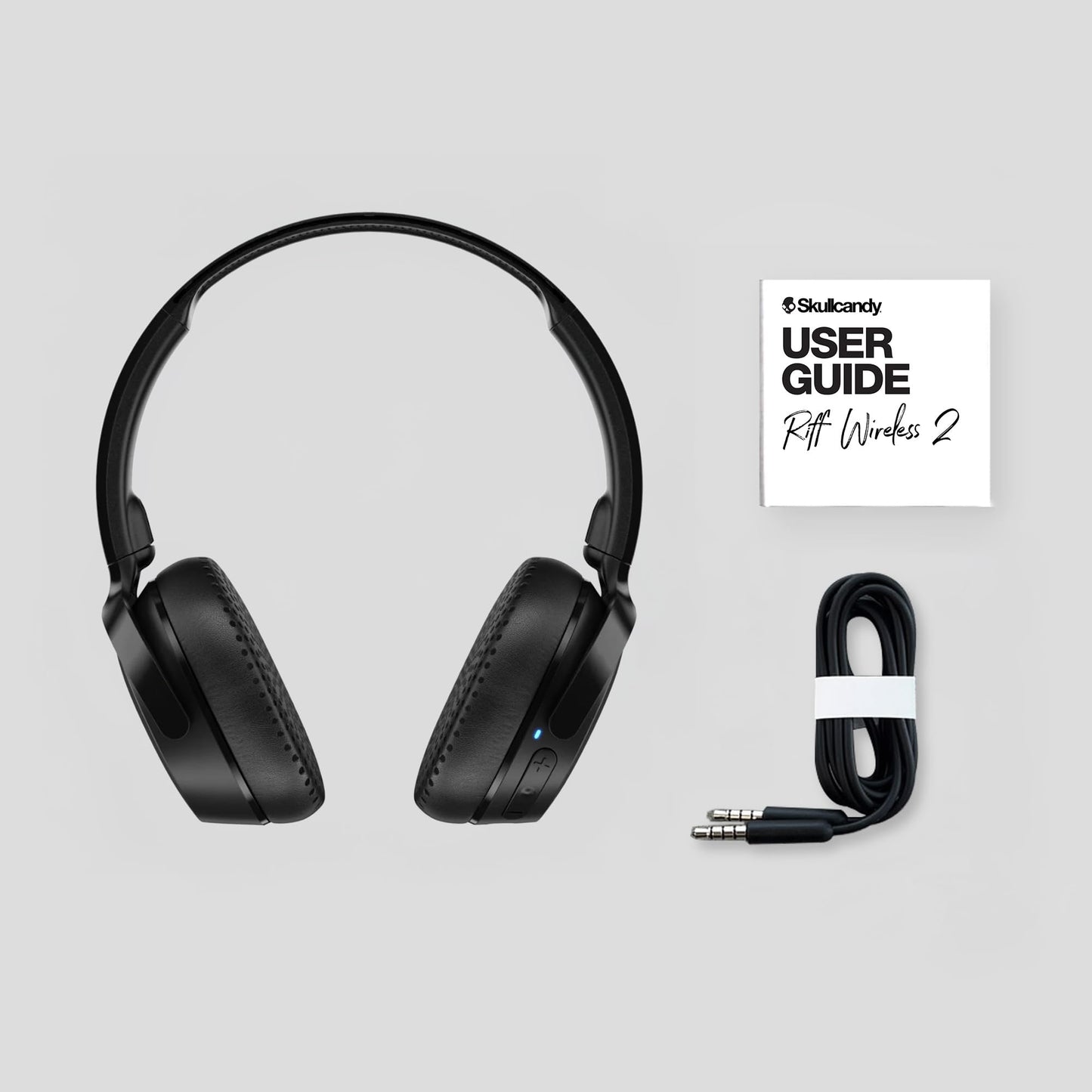 Skullcandy Riff Wireless 2 On-Ear Bluetooth Headphones, Up to 34 Hrs Battery, Foldable Lightweight Design, Convenient for Travel with Included 3.5mm