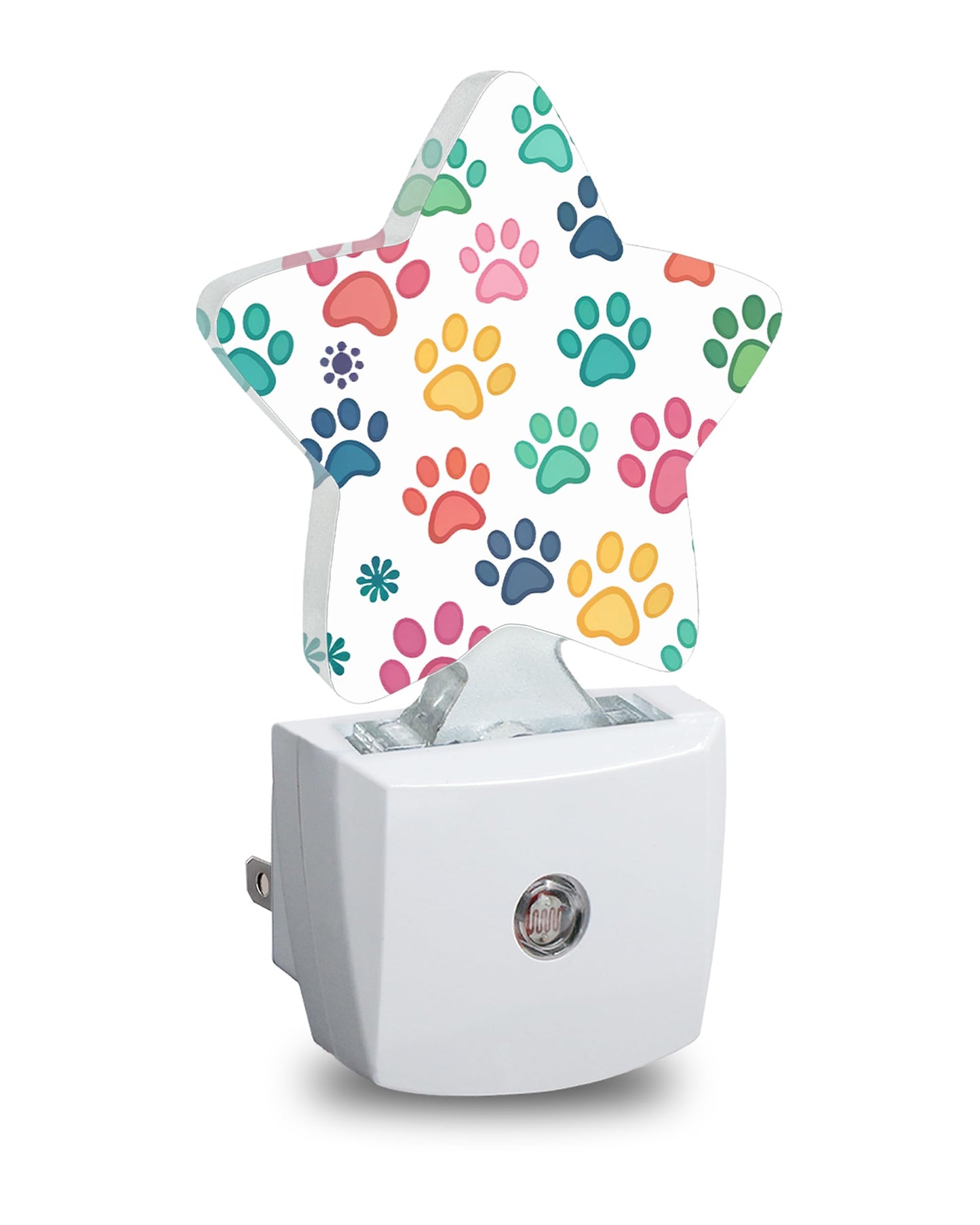 Dog Paw Plug in Star Night Light, Night Light with Sensor for Kids Nursery Bedroom, Decorative Soft Glow Lamp for Hallway Bathroom, Energy Saving