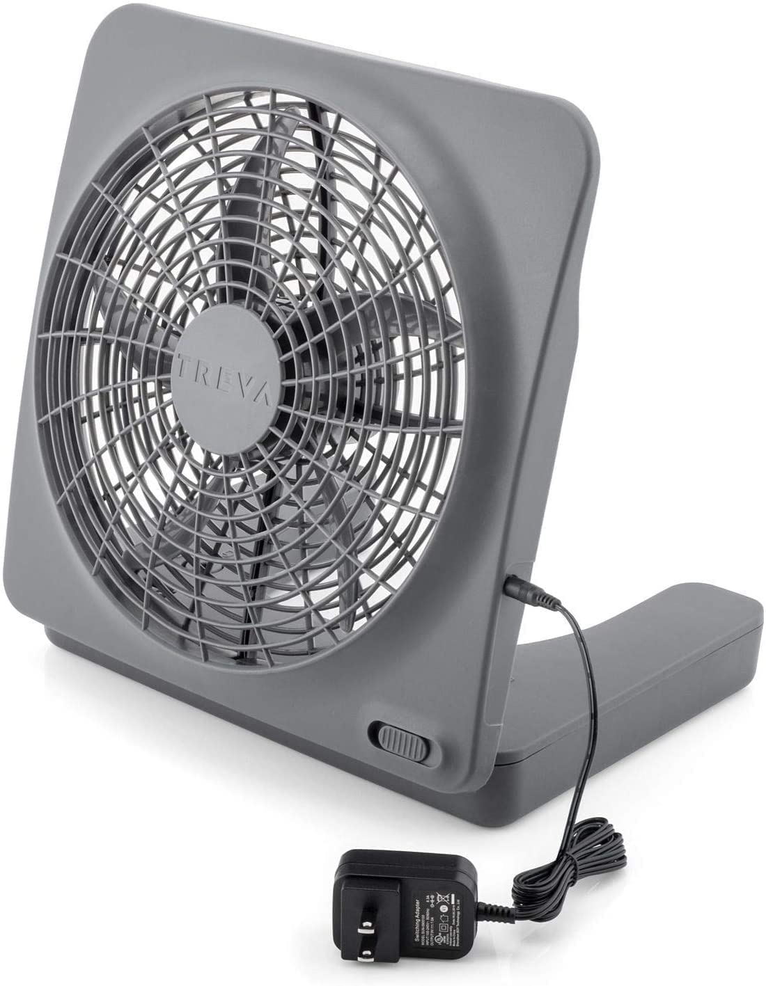 Treva 10 in Portable Desktop Battery Fan 2-Speed with AC Adapter Graphite