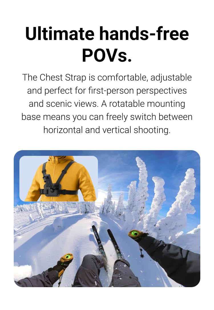 Insta360 New Snow Bundle Mounting Kit X5/X4/X3/X2/X 360 Cameras | Compatible ACE/ACE PRO/ONE R/RS/GO 3S/3, EVO and GoPro 12/11/10/9/MAX, DJI Osmo