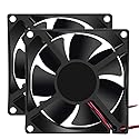 2Pcs 12V 3.14in 0.98in 80mm x 80mm x 25mm DC Fan 8025 Brushless Cooling for PC Computer Case CPU Coolers Radiators 2pin