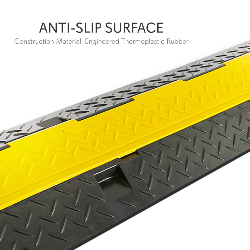 Pyle Durable Cable Protective Ramp Cover - Supports 33000lbs Four Channel Heavy Duty Cord Protection w/ Flip-Open Top Cover, 31.5” x 16.1” x 3.14”