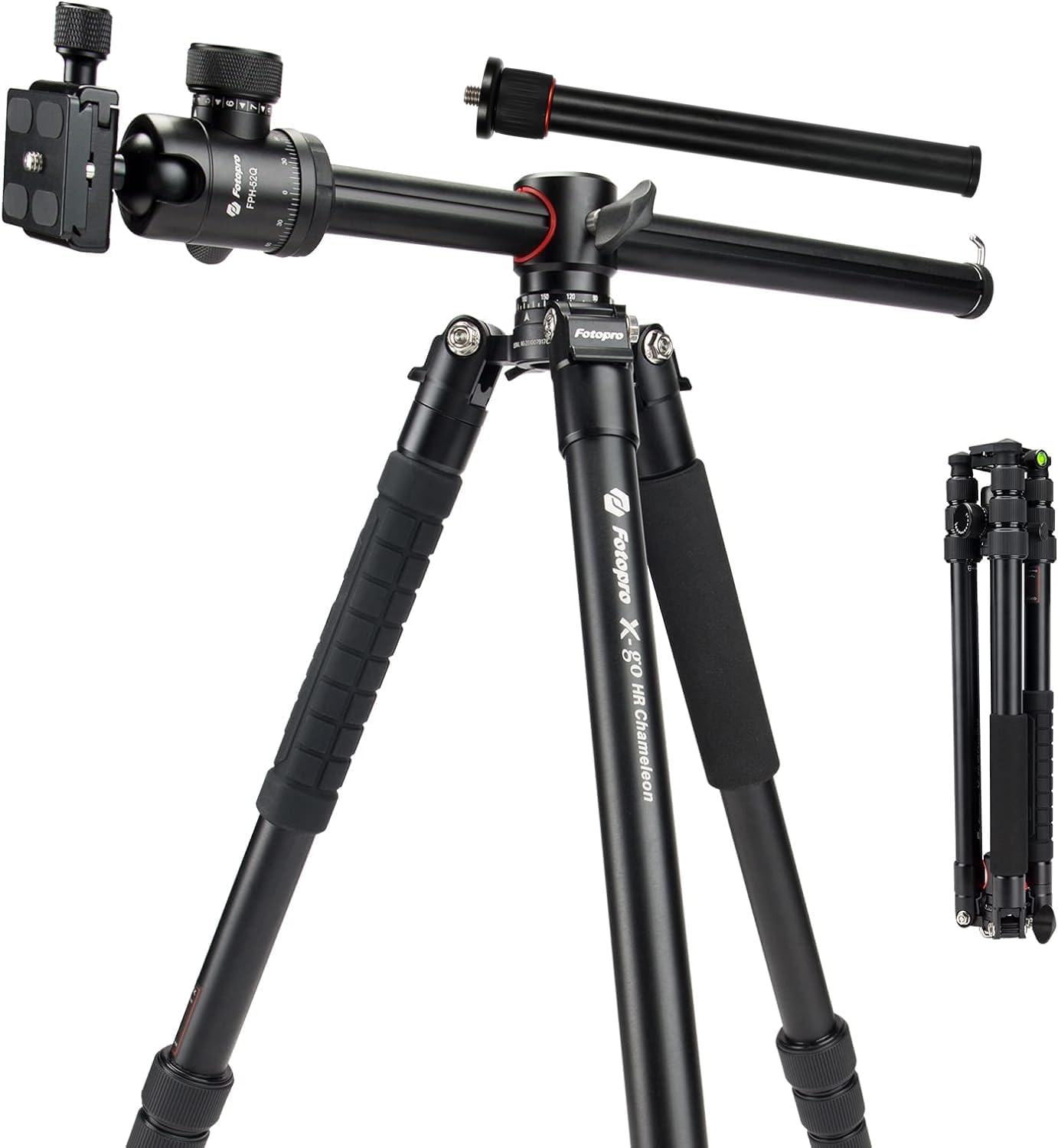 Fotopro 78inch Horizontal Tripod with Multi Angle Center Column Ball Head Aluminum Central Axis Platform, Heavy Duty Camera Tripod Monopod 360° Pan