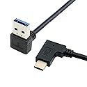JSER 30cm Reversible USB 3.1 USB-C Right Angled to 90 Degree Down Angled A Male Data Cable for Tablet Mobile Phone (30cm)