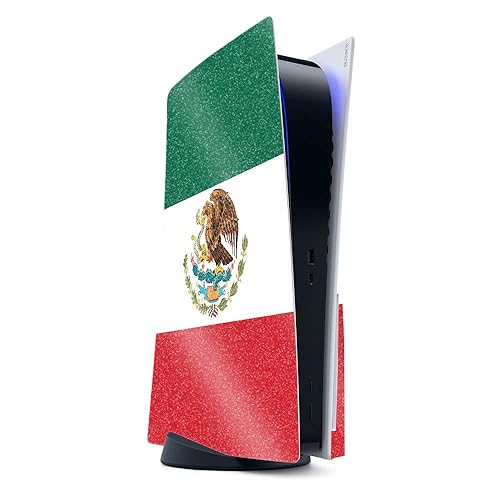 MightySkins Glossy Glitter Gaming Skin for PS5 / PlayStation 5 - Mexican Flag | Durable High-Gloss Glitter Finish | Easy to Apply and Change Style |