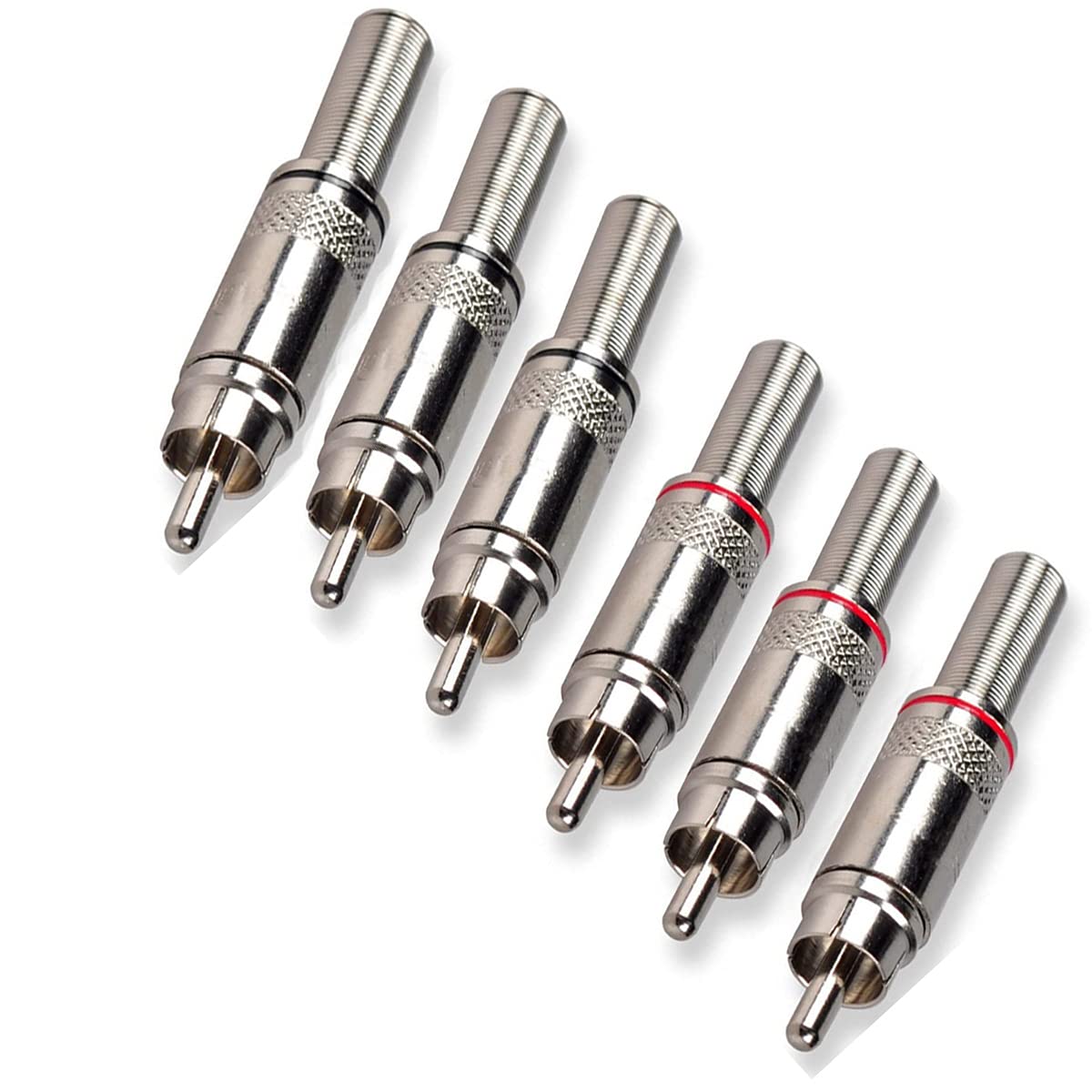 jing RCA Male Plug Screws?RCA Connector Solder Soldering Audio Video in Line Jack Adapter with Spring Strain Relief Connector (6 Pcs)