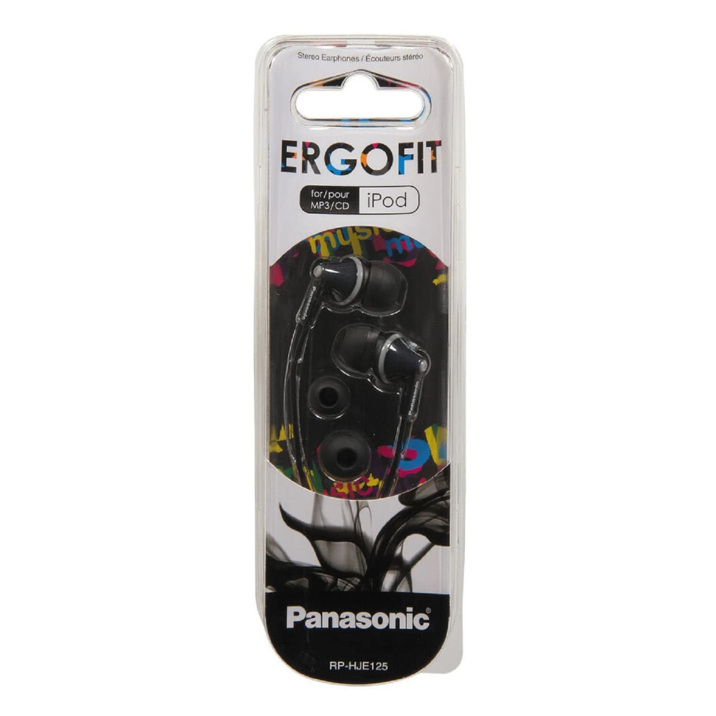 Panasonic RP-HJE125-K HJE125 ErgoFit in-Ear Earbuds (Black)