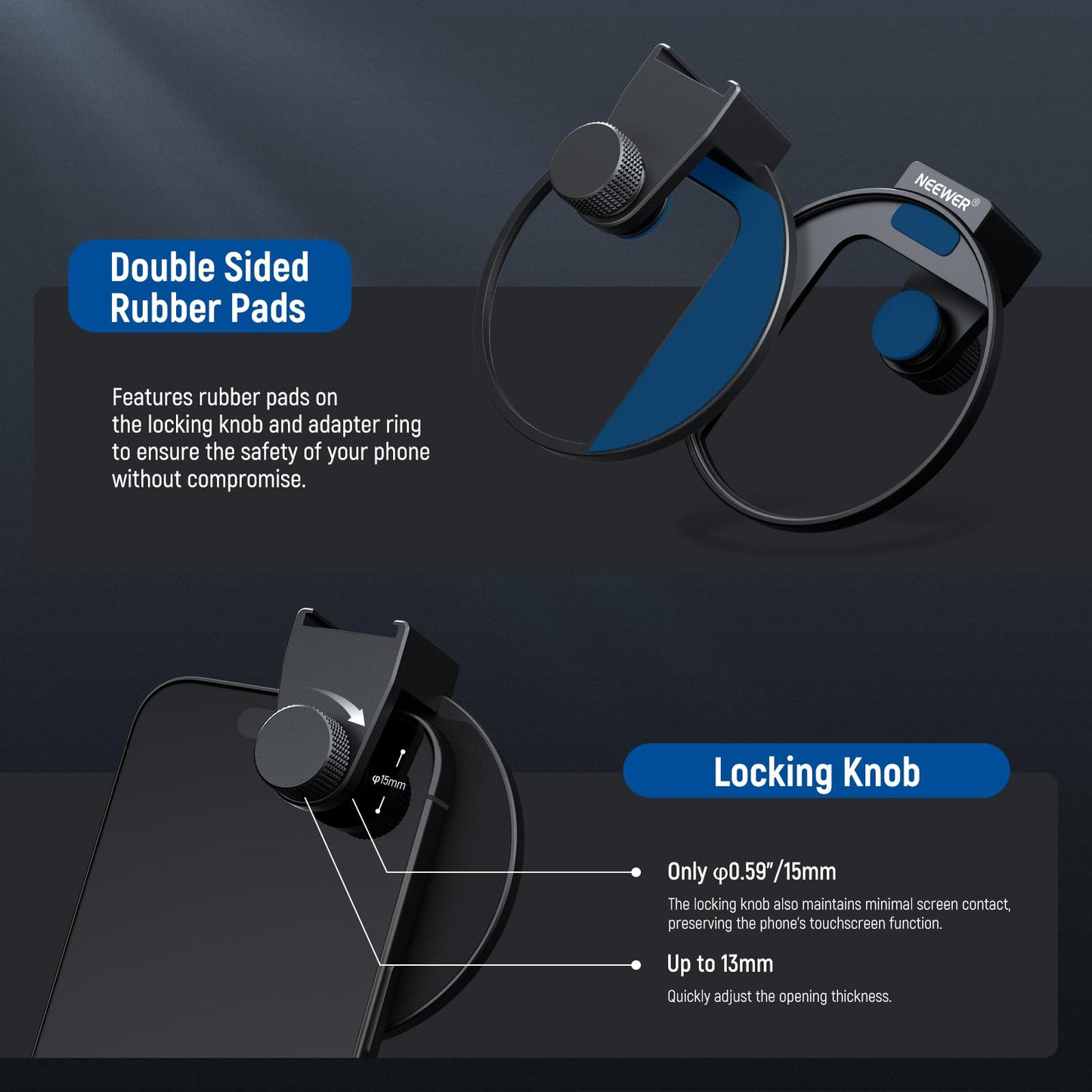 NEEWER 67mm Phone Filter Mount, Adjustable Threaded Lens Filter Clip with Cold Shoe Mount Compatible with iPhone 17 16 15 Pro Max Plus 14 13 Samsung