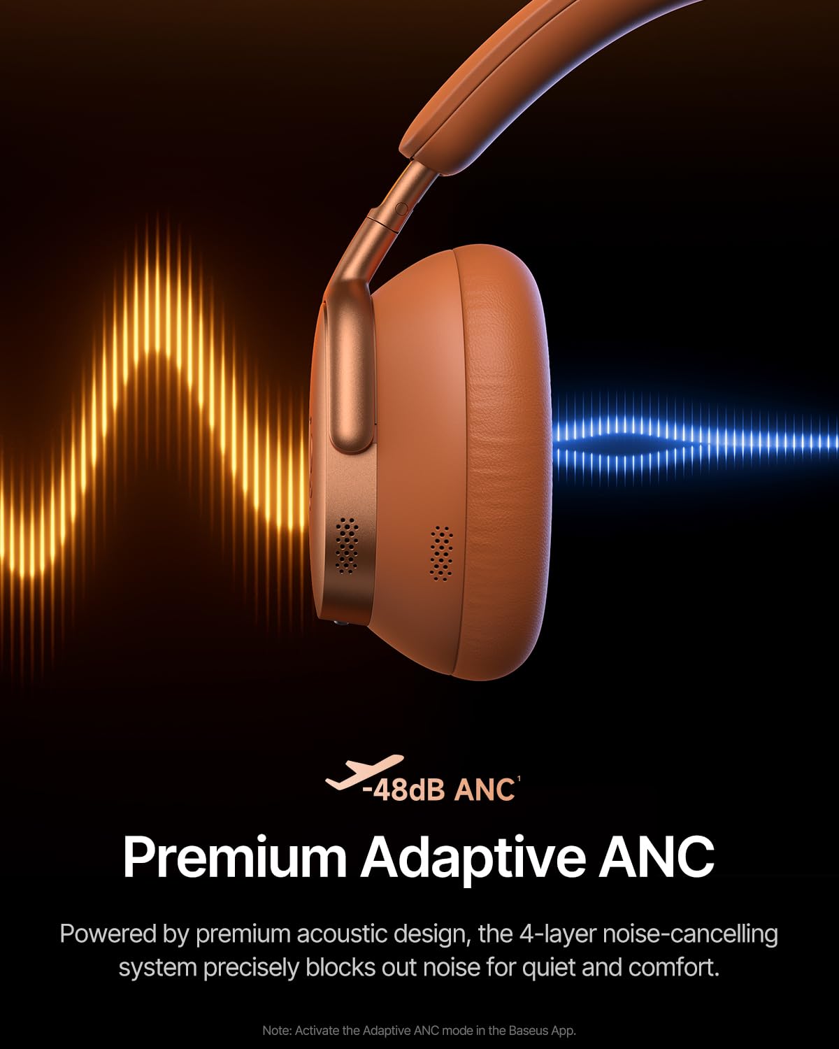 Baseus Inspire XH1 Adaptive Active Noise Cancelling Headphones, Sound by Bose, Dolby Audio, Premium Real-Time Adaptive ANC, Adaptive Tuning Rich…