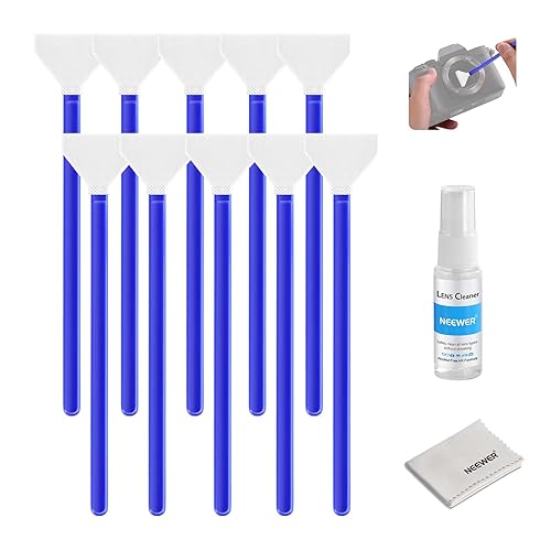 NEEWER 12 in 1 Camera Lens Cleaning Kit for DSLR Cameras, Electronics, Phones, Tablets, 10x Cleaning Swab for 16mm APS-C Sensor + 1x Cleaner Spray +
