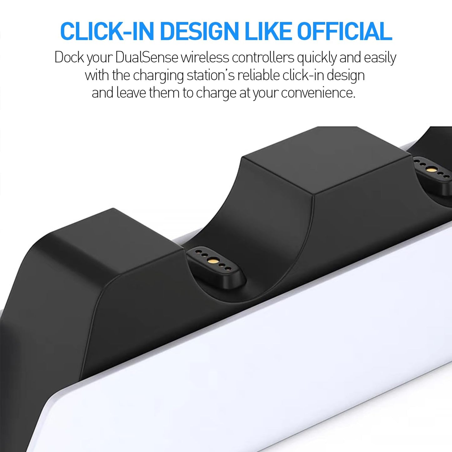 PS5 Controller Charger - Charge 2 Controllers to 90% in 50 Mins - No Annoying Lights - Click in Design Dual Fast Charging Stand Dock Station Holder