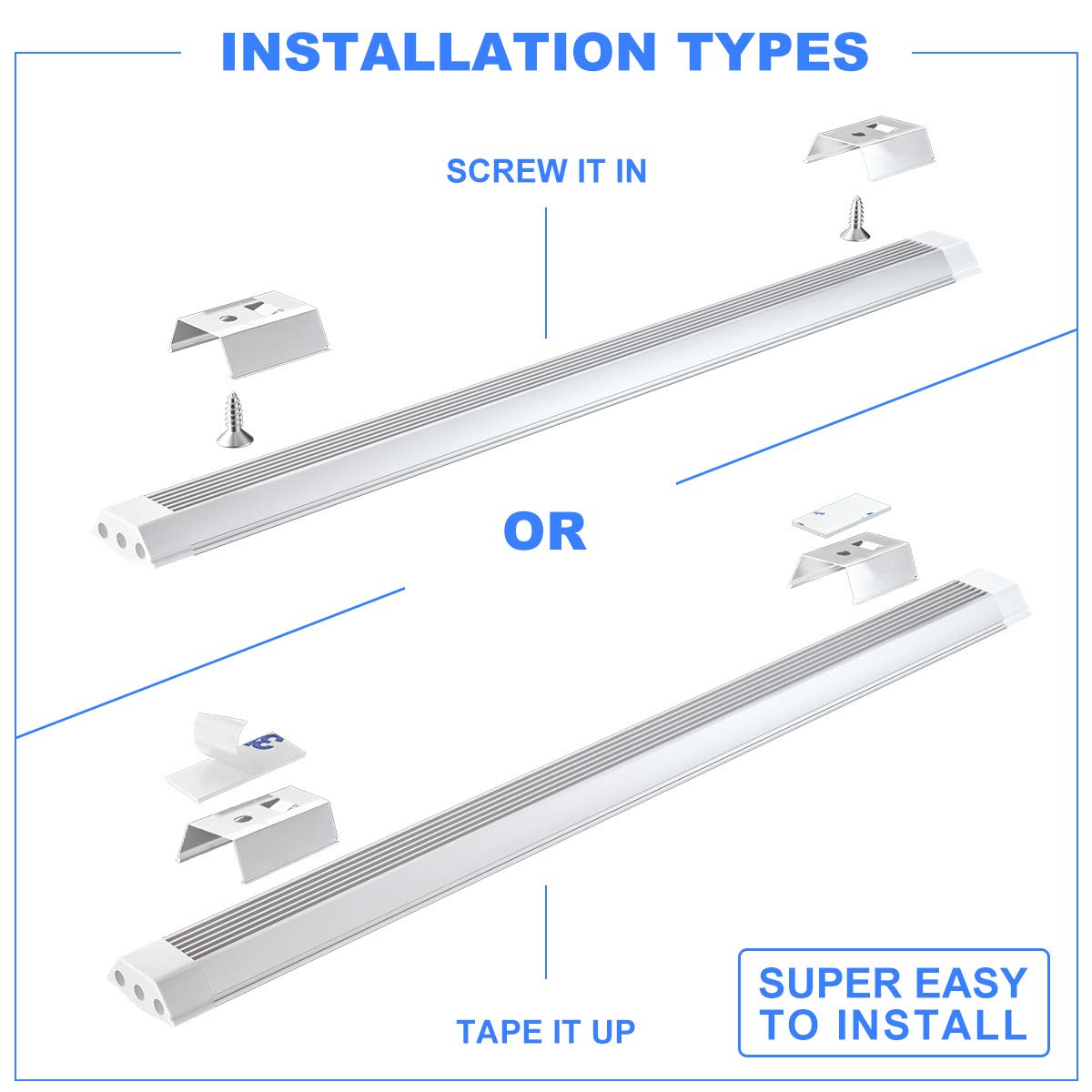 MYPLUS Under Cabinet Lights, 12" Touch Activated and Dimmable Aluminum LED Bar for Kitchen, Workbench and Desk, Cold White 6000K, Plug-in, Sliver