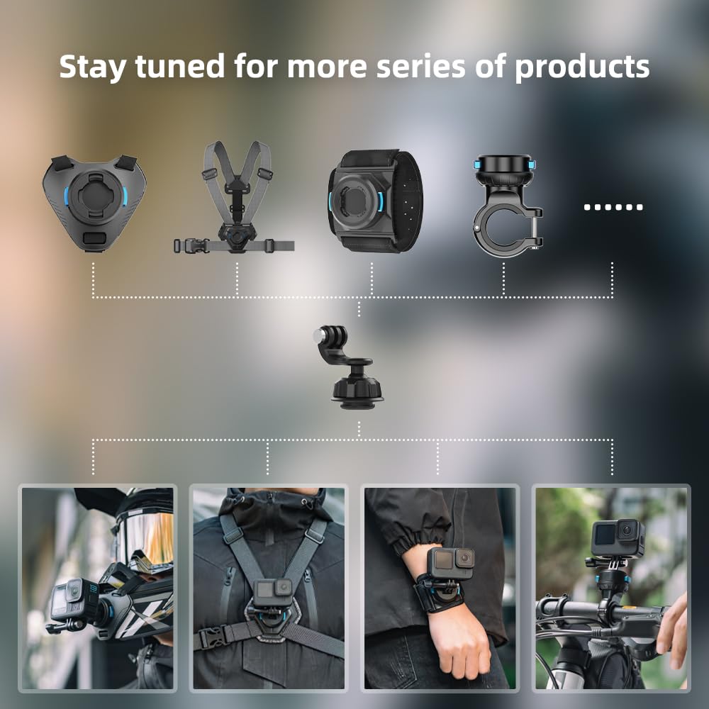 SUREWO Magnetic Quick Release Motorcycle Dirt Bike Bicycle Strap Holder Clamp Mounts Compatible with Go Pro Hero 13,12,11,10, 9, 8, 7,DJI Osmo Action