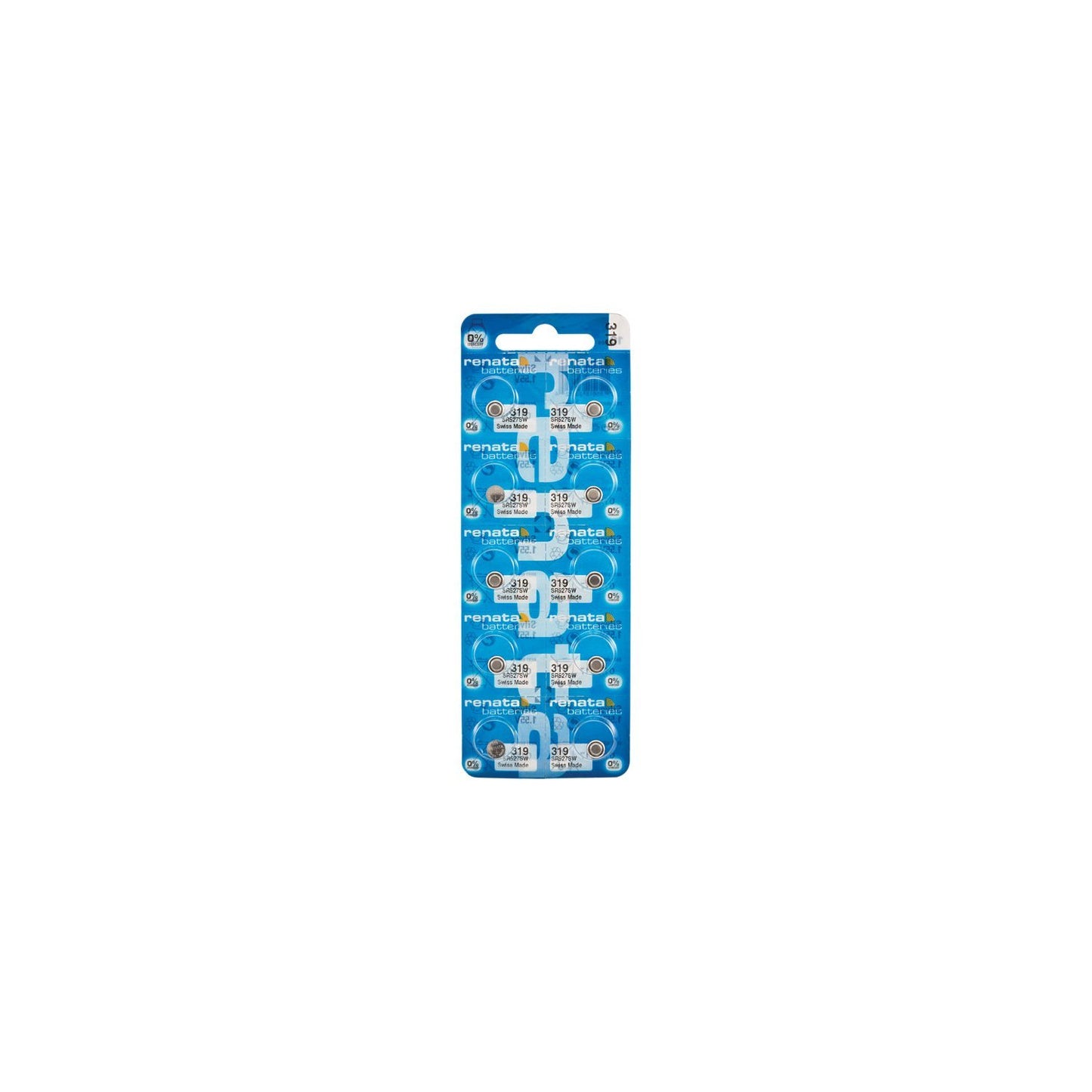 RENATA 319 Non-rechargeable Battery, Watch, Single Cell, Silver Oxide, 21 mAh, 1.55 V, SR64, Flat Top (1 piece)