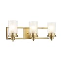 Designers Impressions Juno Brushed Brass 3 Light Wall Sconce/Bathroom Vanity Light Fixture with Clear and Frosted Glass: 73487
