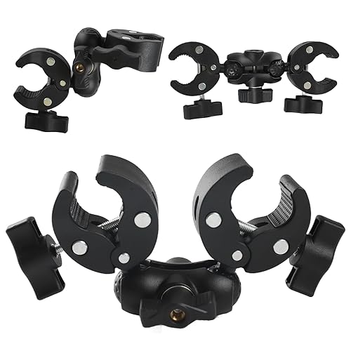 Rctiotuw Universal Sports Camera Mount, Double Clamp with 360° Magic Arm, Heavy-Duty Ball Head Mount, for GoPro,a360, Stabilizer (Small)