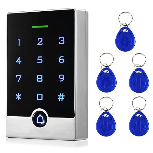 Security Door Access Control Keypad, RFID Keypad with ID Key Fobs, Stand-Alone Reader, Support 2000 Users, for Swing Slide Gate Opener Gate Operator