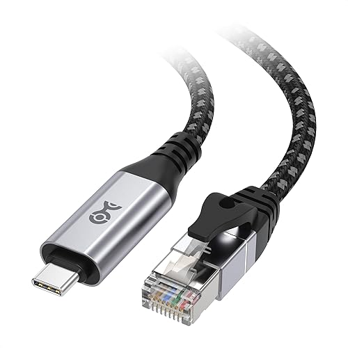 Cable Matters Plug & Play Braided USB C to Ethernet Cable - 10ft, Gigabit Ethernet to USB C Cable, Thunderbolt 4/5 Compatible, Ideal for MacBook, iPad