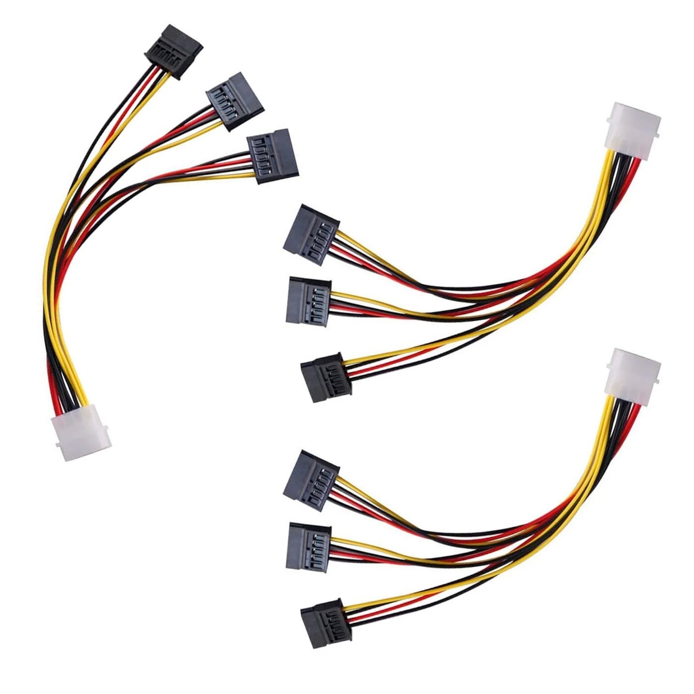 ThtRht 3 Pack 4Pin Molex to 3X Sata 15Pin Splitter Connector Power Supply Cable Adapter Male LP4 4 Pin IDE to HDD Hard Drive ATA Female Port