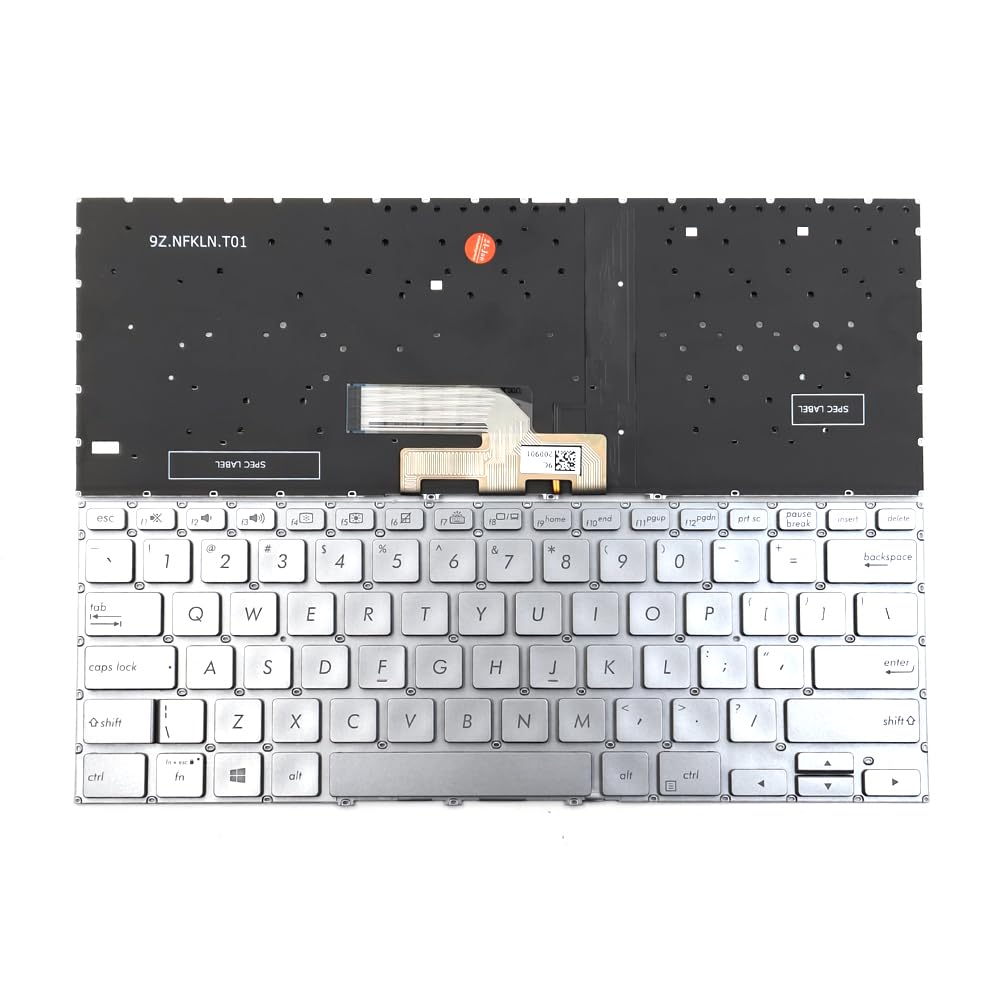 KGIGIBE Replacement Backlit Keyboard for Asus ZenBook Flip 14 UX462 UX462D UX462DA UX462F UX462FA UM462 UM462D UM462DA Laptop US Silver with Backlit