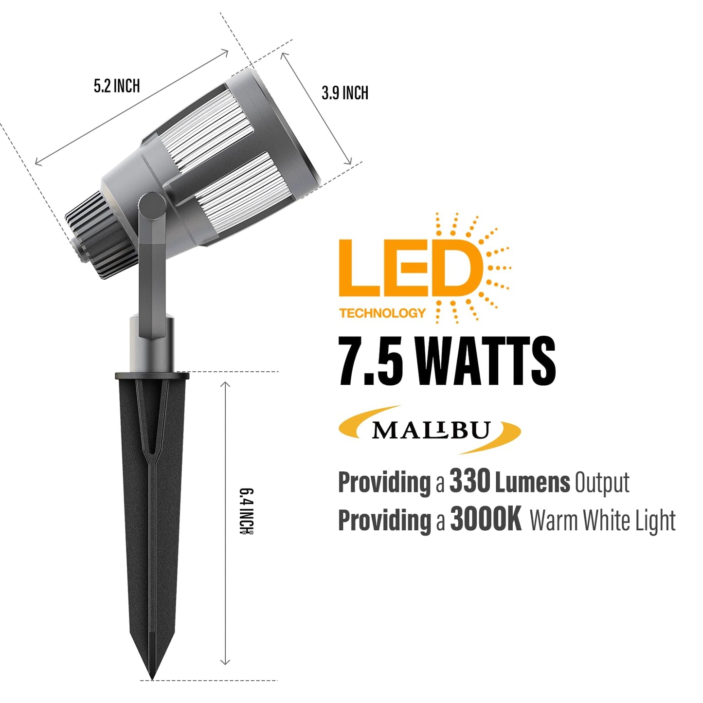Malibu Prominence LED Floodlight LED Low Voltage Landscape Lighting Outdoor Spotlight Waterproof Lighting for Driveway, Yard, Lawn, Flood, Garden
