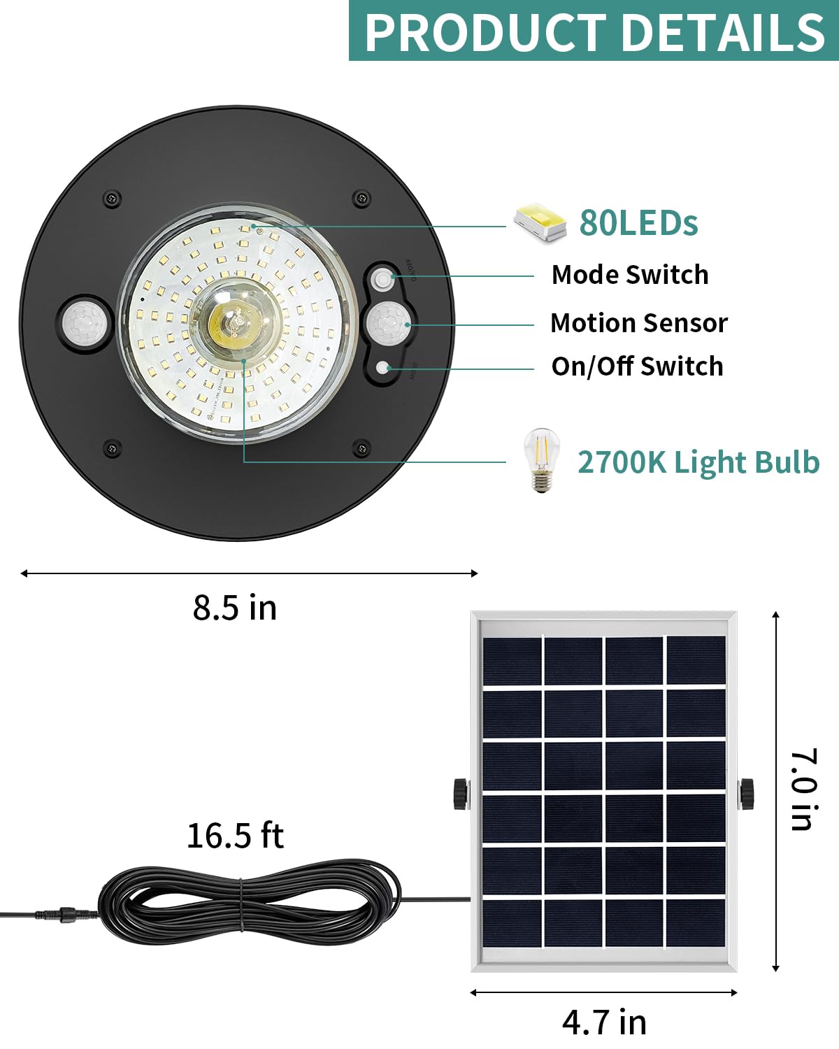 AEQ Solar Shed Light Outdoor Indoor 3000LM Solar Lights Daytime Available with Remote Control, Double Motion Sensor & 5 Lighting Modes, Solar Indoor