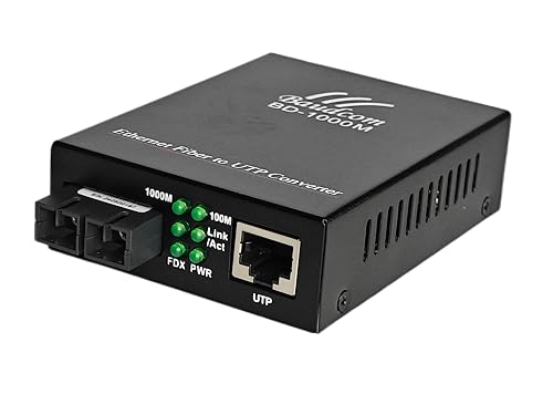 Baudcom Gigabit SingleMode Fiber to Ethernet Media Converter, Dual SC Fiber, Up to 20KM,1000Base-LX to 10/100/1000Base-Tx Gigabit SMF Fiber SC