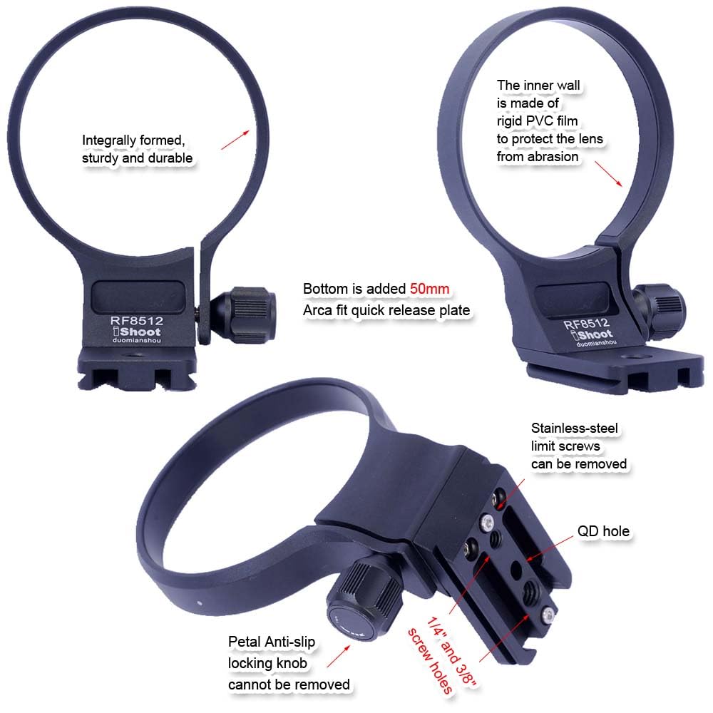 iShoot Lens Collar Tripod Mount Ring Compatible with RF 85mm F1.2L USM DS, Canon RF 85mm F1.2L USM, Support Vertical Shoot, Arca-Swiss Fit Quick