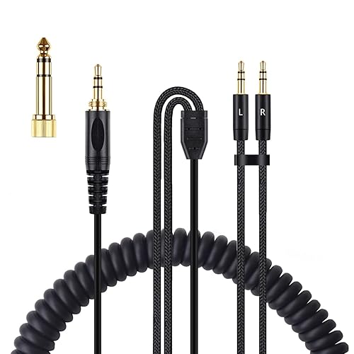 HE400SE Replacement Cable Cord for Hifiman HE4XX HE400SE HE400I(3.5mm Plug Version) Headphone Cable, 5.9Ft to 16Ft Coiled Cable (Dual 3.5mm Plugs)