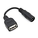 JSER 5V USB Female to DC Power Jack 5.5x2.1mm Charge Adpter Cable Compatible for Cell Phone & Tablet & Light