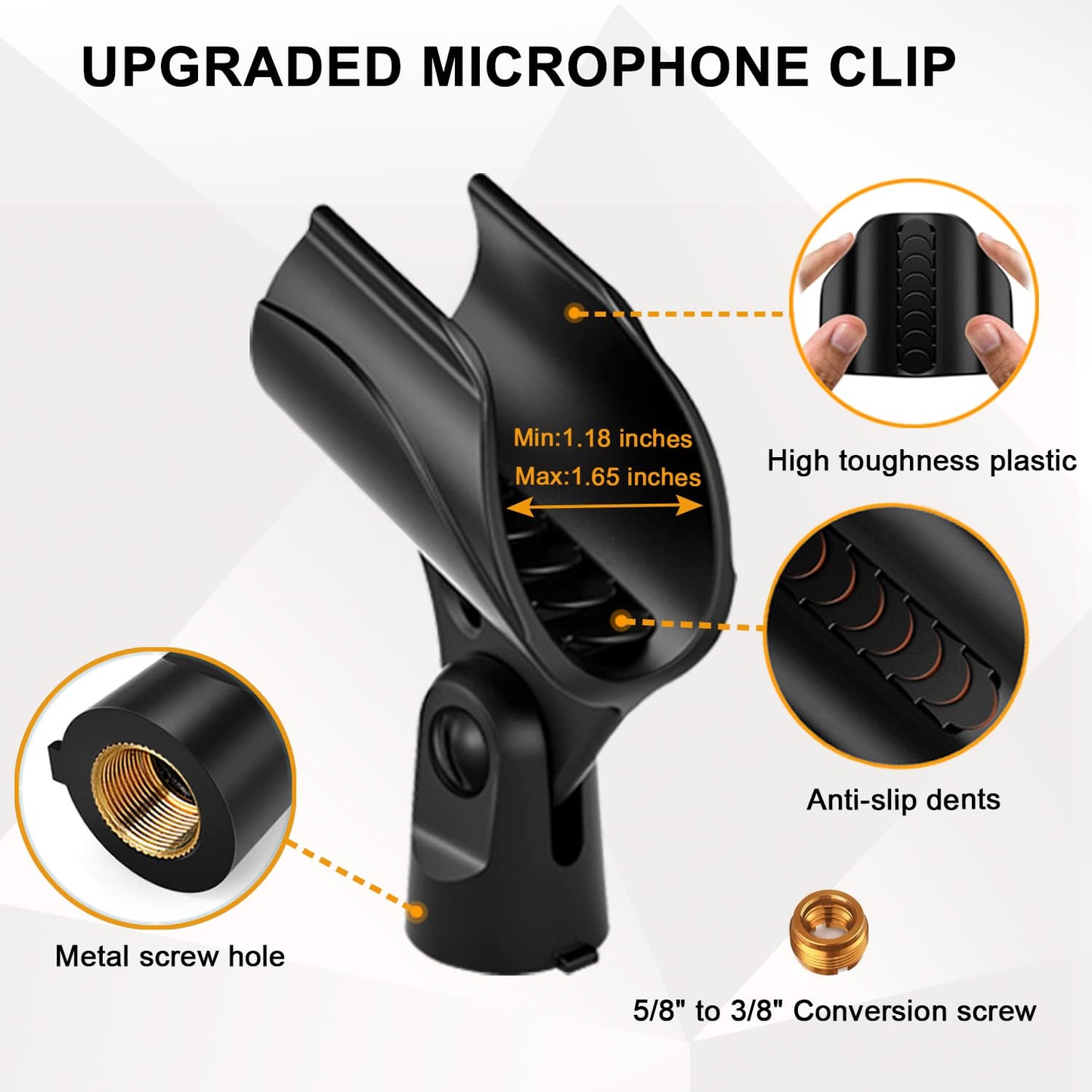 Microphone Stand, Versatile Mic Arm for Desk Pole Tripod, Gooseneck Mic Stand Desk Mount with Super Clamp Mic holder and 3/8" to 5/8" Adapter, Fits
