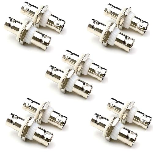 ANHAN BNC Female Bulkhead Connectors - BNC Coax Extension Cable Adapters for CCTV Camera Security System (10 Packs)