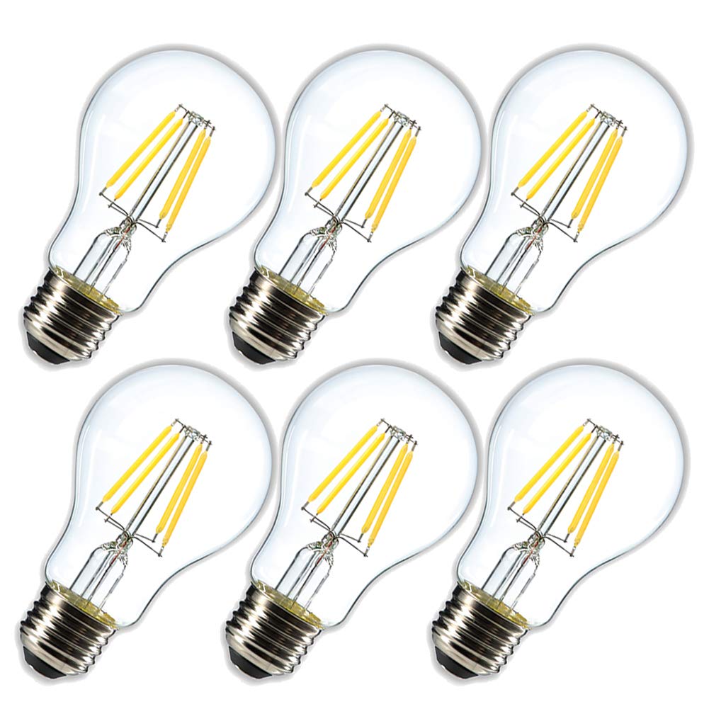Dimmable 4W Vintage LED Filament Bulb 4000K Daylight White, Edison A19/A60 LED Light Bulbs, 40W Equivalent E26 Medium Base Lamp, Clear Glass Cover 400