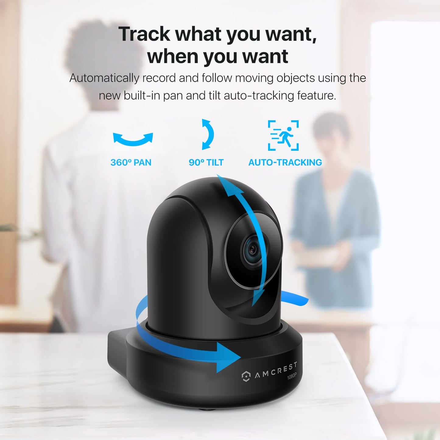 Amcrest 2-Pack 1080p WiFi Camera Indoor, 2MP Pan/Tilt Home Security Camera, Auto-Tracking, Motion & Audio Detection, Enhanced Browser Compatibility