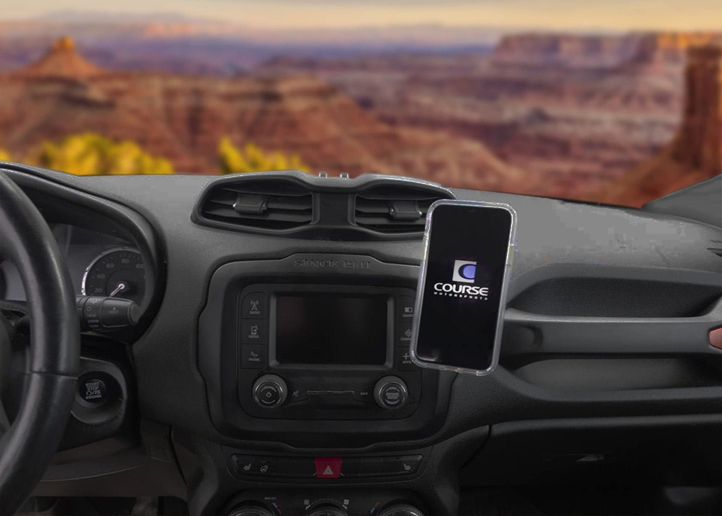 Course Motorsports Direct Fit Phone Mount - Jeep Renegade (2014 - Present) Compatible with All Phones - Magsafe Compatible Magnetic