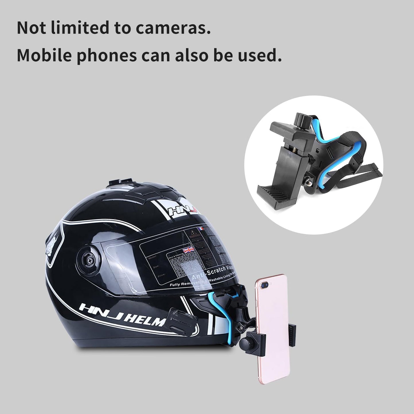 Motorcycle Helmet Chin Strap Mount Compatible for GoPro Hero 13/12/11/10/9/8/7/(2018), 6, Hero Black, for Insta 360 X3 GO3, Yi, SJCAM, for DJI Action