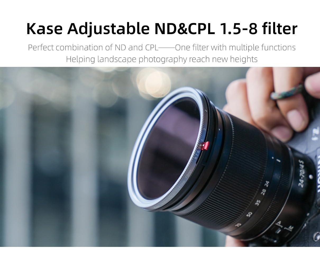 Kase CPL/Vari ND Combo Screw-in Filter 1.5-8 Stop ND3 to ND236 Optical Glass (82mm)