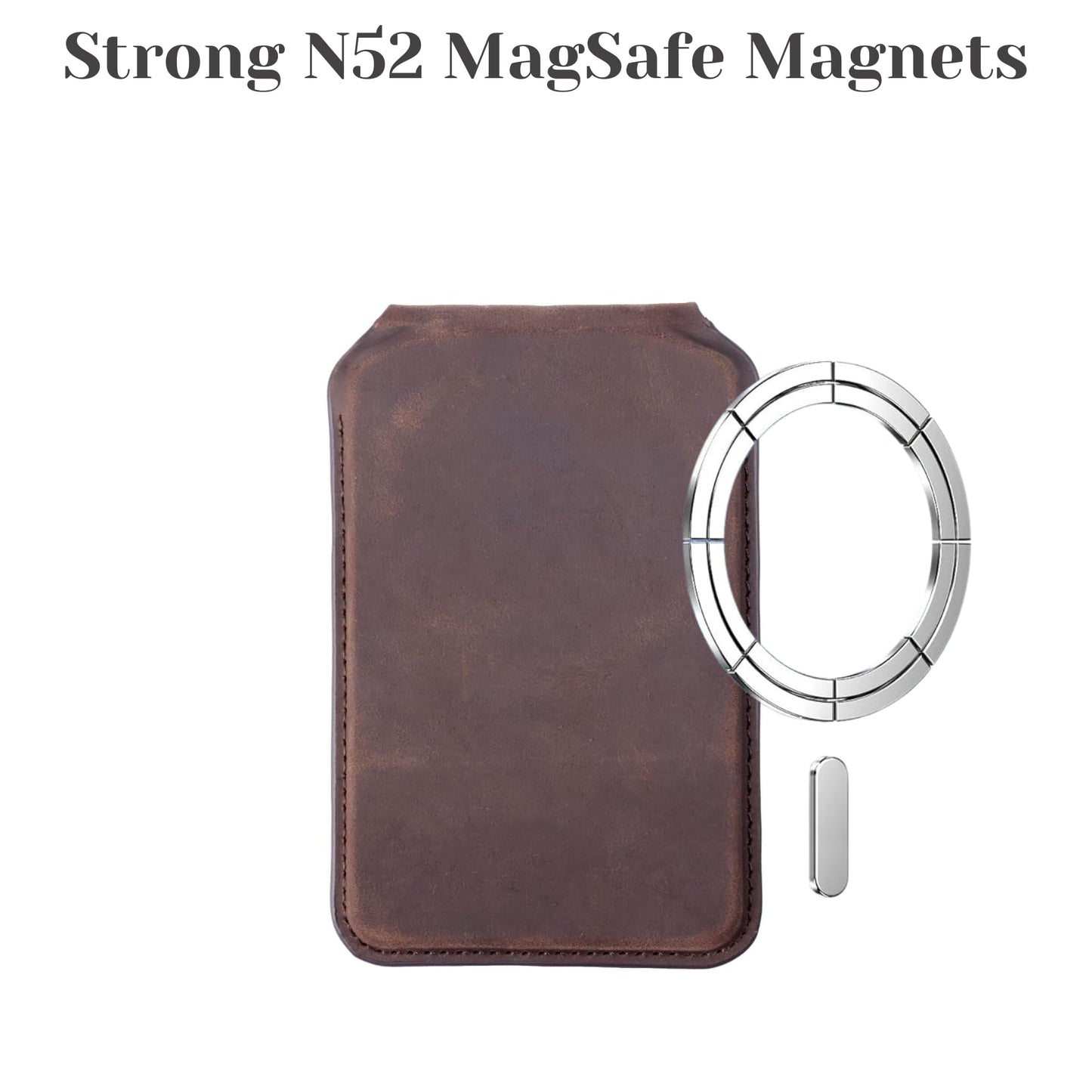 BLACKBROOK for MagSafe Wallet with Stand - Baron Full Grain Leather Slim Card Holder - Holds up to 4 Cards or IDs, Strong Magnetic Attachment, Soft