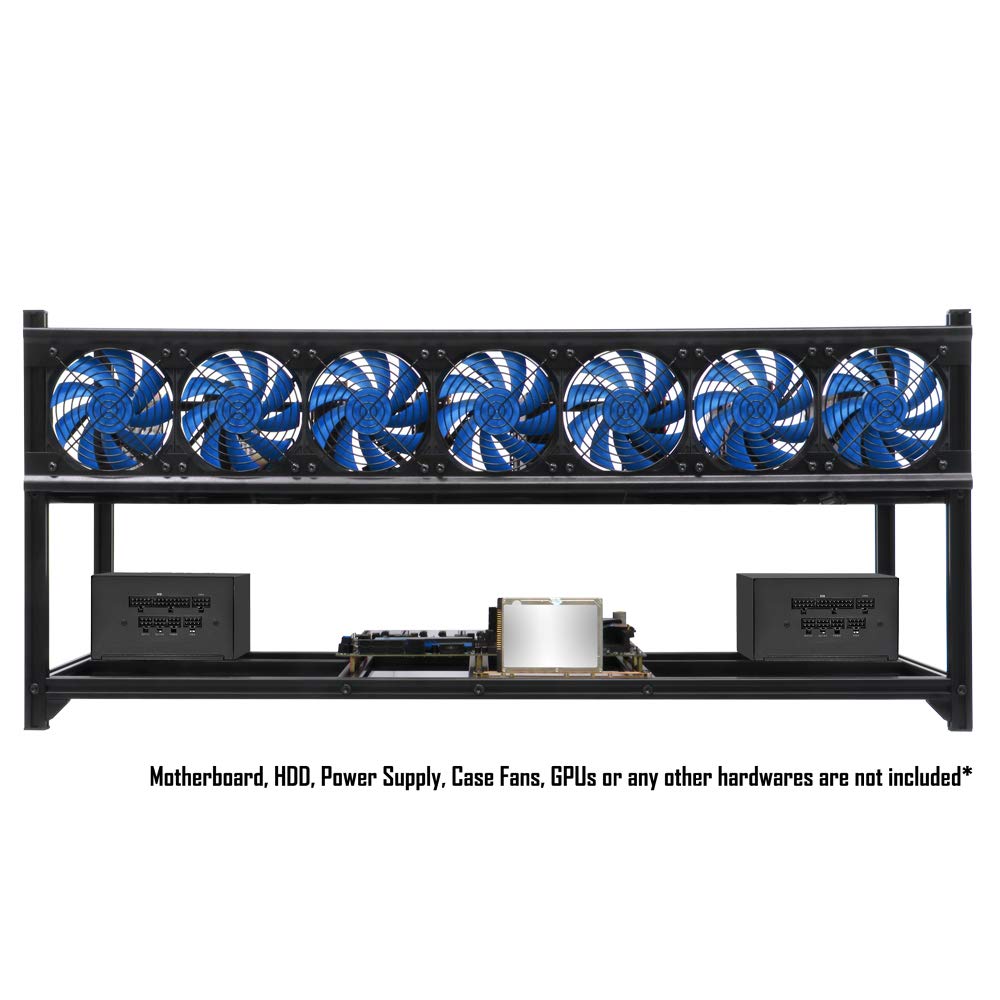 Kingwin 8 GPU Miner Rig Case Frame - Premium Stackable Aluminum Mining Rig Enclosure for Efficient Crypto Mining, Test Bench PC Case