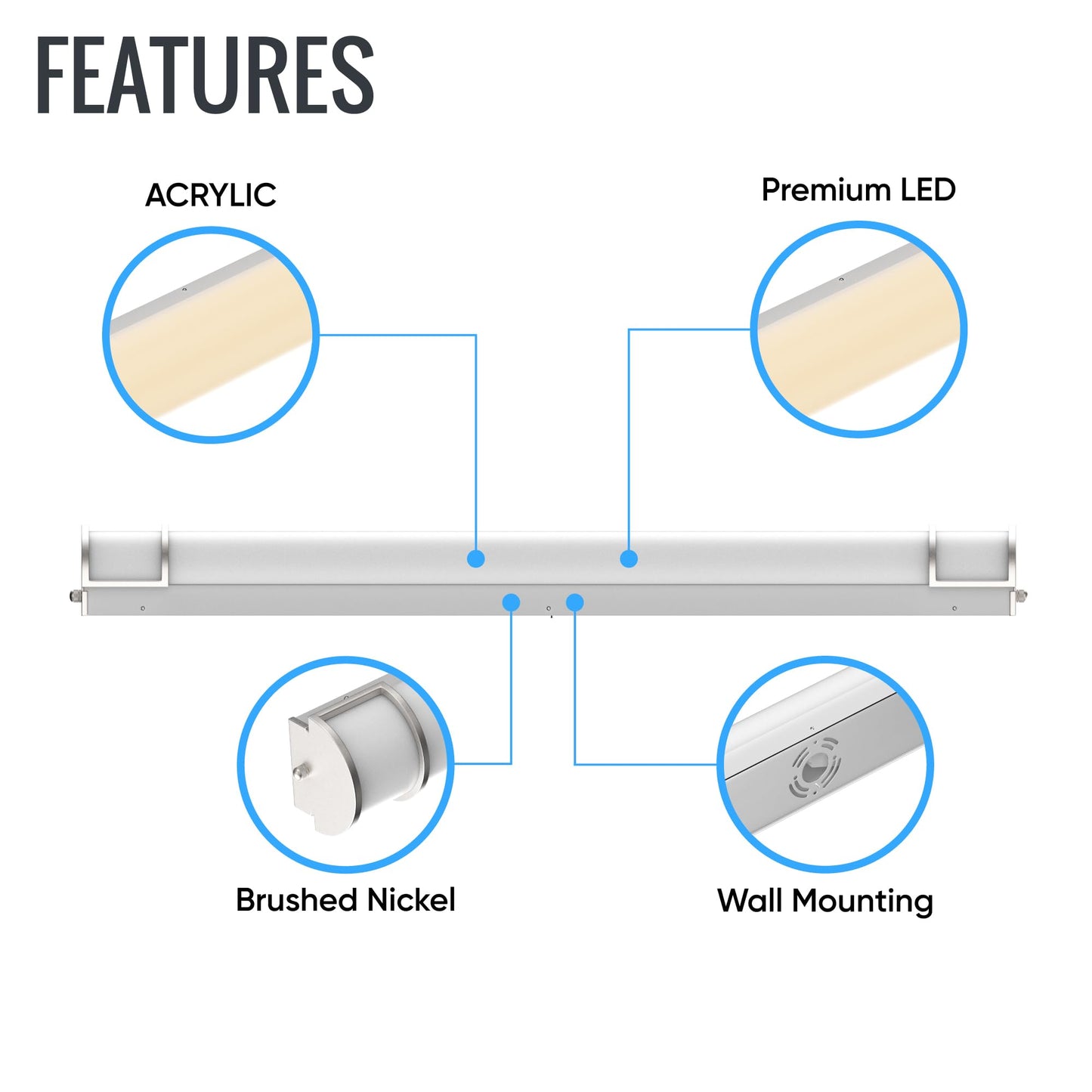 LEDMyplace 25W, 26 inch Bathroom Vanity Light Fixture, 1950LM, CCT Changeable (3000/4000/5000K), Dimmable, ETL Listed, Bathroom Linear Wall Light Bar