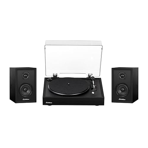 Electrohome Montrose, Upgradable Vinyl Record Player with Berkeley, Powered Bluetooth Bookshelf Speakers, 1" Tweeter & 3" Driver, for Warm Natural