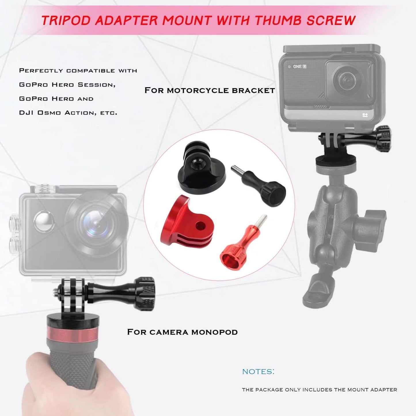 Niewalda Alumium Tripod Mount Adapter, Gopro Threaded Adapter,Action Camera Tripod Adapter Compatible with GoPro Max, GoPro Hero, DJI Osmo Action