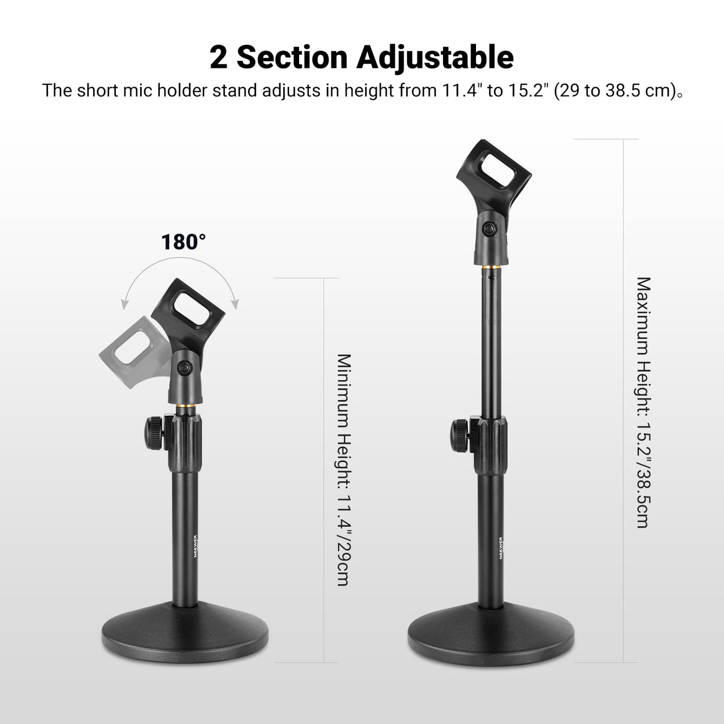 NEEWER Desk Microphone Stand, Adjustable Table Top Mic Holder Mount with Clip and 3/8" to 5/8" Adapter Compatible with Blue Yeti Snowball HyperX