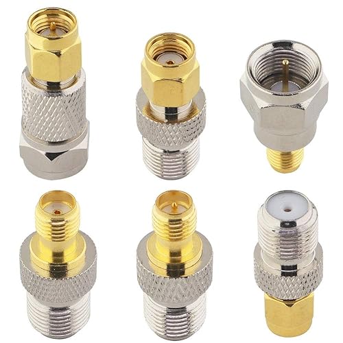 Boobrie F to SMA/RP-SMA Kit 6 Pack F Type to SMA and RP SMA Set SMA to RG6 Adapter Female to Female Coaxial Connector Female to Male Coax Adapter