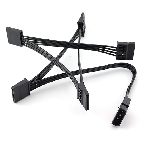 MEETOOT IDE to SATA Power Cable - 4 Pin to 15 Pin Adapter Converter for PC Server Hard Drive - 18AWG Wire Extension 1 to 5 Splitter - Black