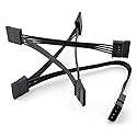 MEETOOT IDE to SATA Power Cable - 4 Pin to 15 Pin Adapter Converter for PC Server Hard Drive - 18AWG Wire Extension 1 to 5 Splitter - Black